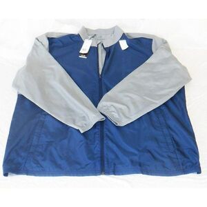 Adidas gray/blue light windbreaker jacket NWT